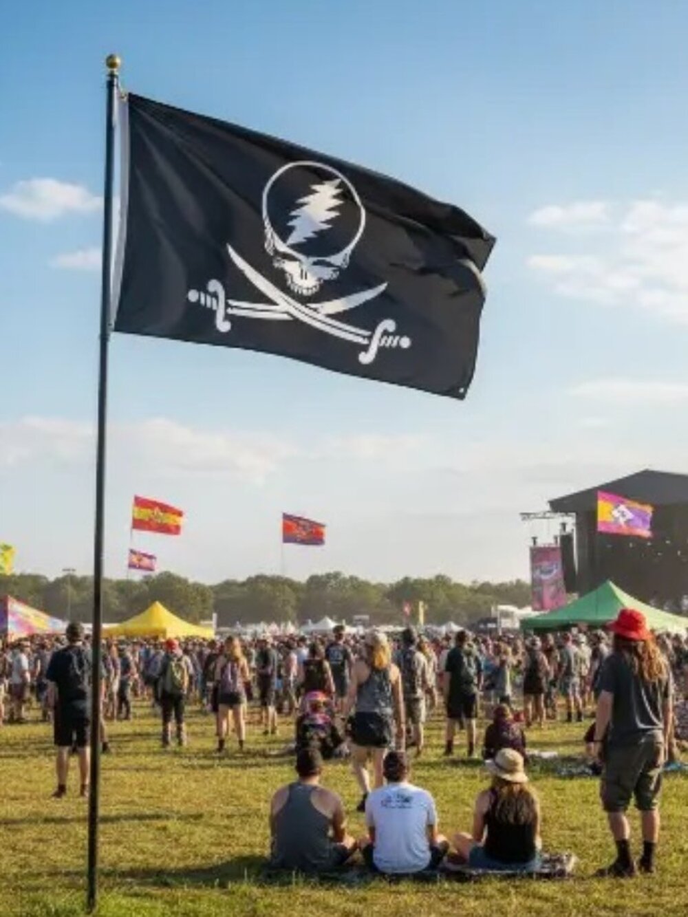 Grateful Dead - SYF Jolly Roger Pirate Flag - Great for camping or festivals